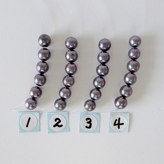 6 Pieces Short Strand of Japanese Peacock Black Akoya Pearl Beads, 5.7-5.9mm, Genuine Akoya Pearl, Cultured in Sea Water