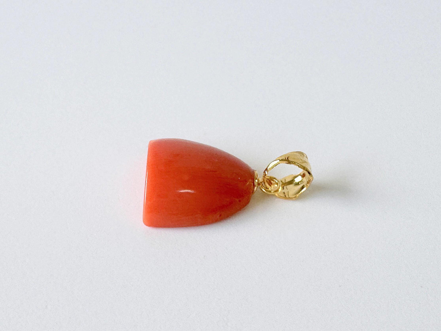 Orange Momo Coral Pendant - Natural Unique Shape Coral Jewelry - Silver Bail (Gold-Plated), Genuine Material, 13.4x13.7mm