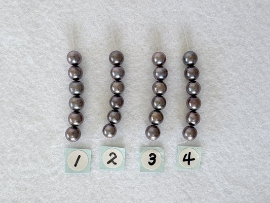 6 Pieces Short Strand of Japanese Peacock Black Akoya Pearl Beads, 5.7-5.9mm, Genuine Akoya Pearl, Cultured in Sea Water