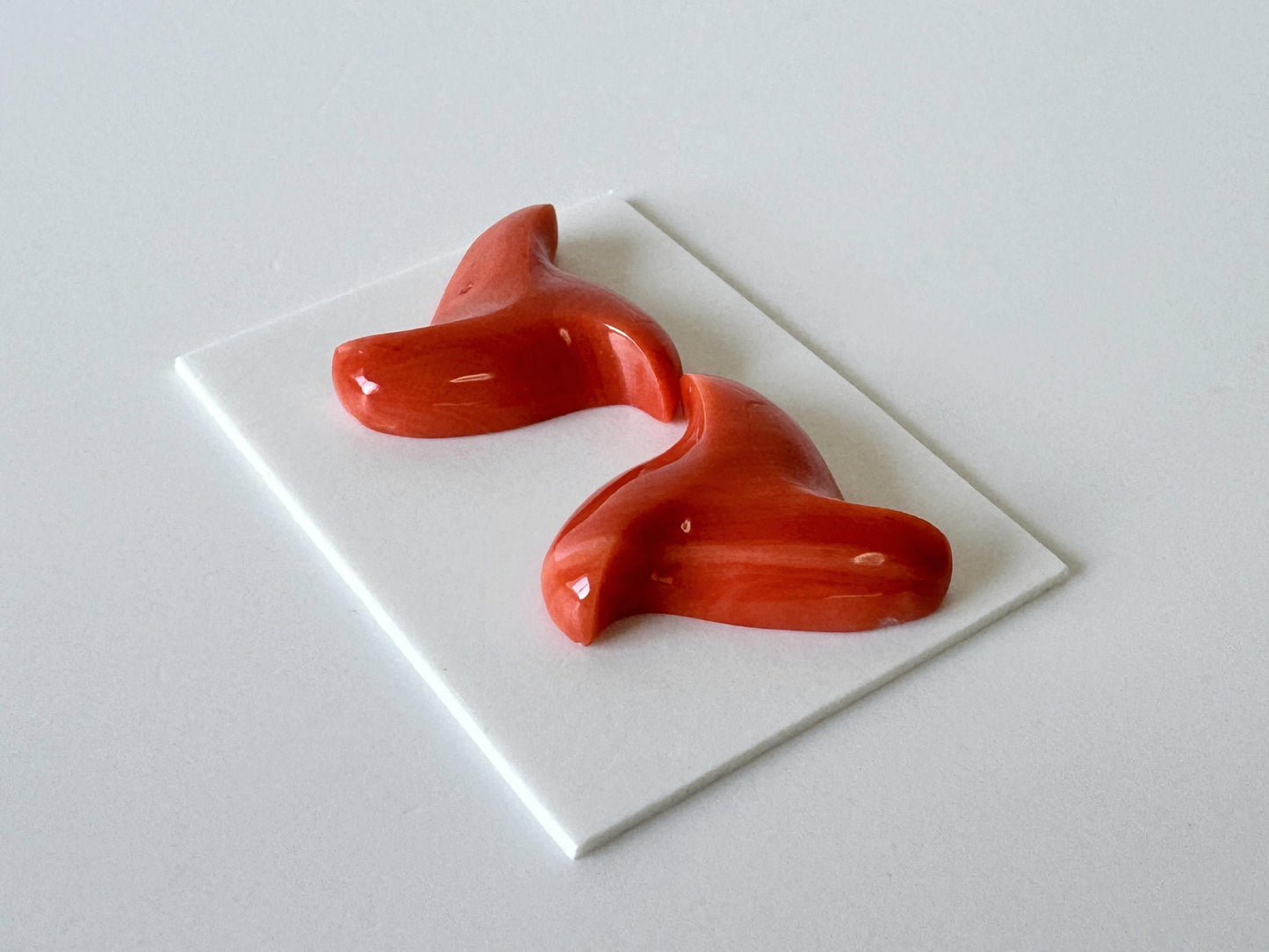 Momo Coral Loose | Unique Carved Pair | Natural Orange | 18X18.5mm | Back Hole Jewelry Supplies