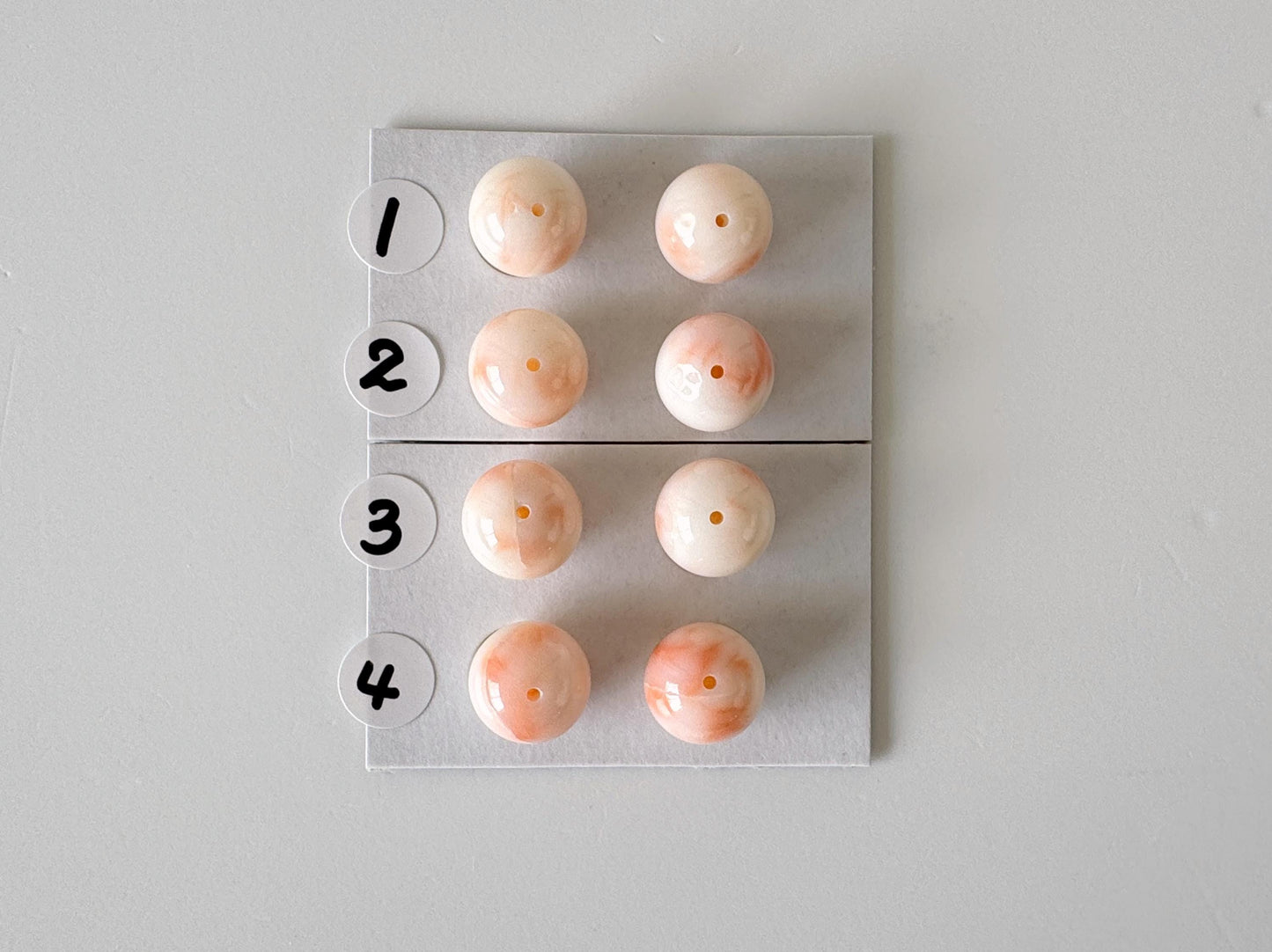 9.5-10mm Half Drilled Natural Deep Sea Coral Round Loose, White/Pink coral, for earring sets, natural color, price per pair