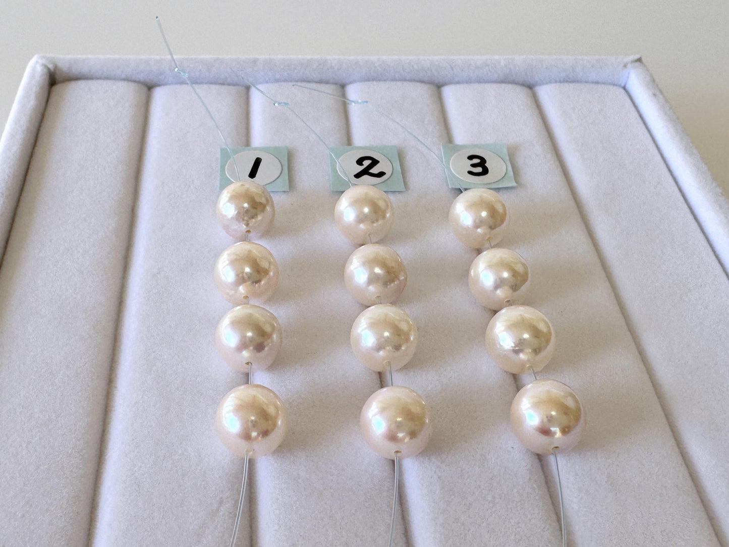 Japanese Akoya Pearl Beads: Cultured White Saltwater Pearls, Mini Strand (7.5-8mm, Near-Round, 4 Pieces)