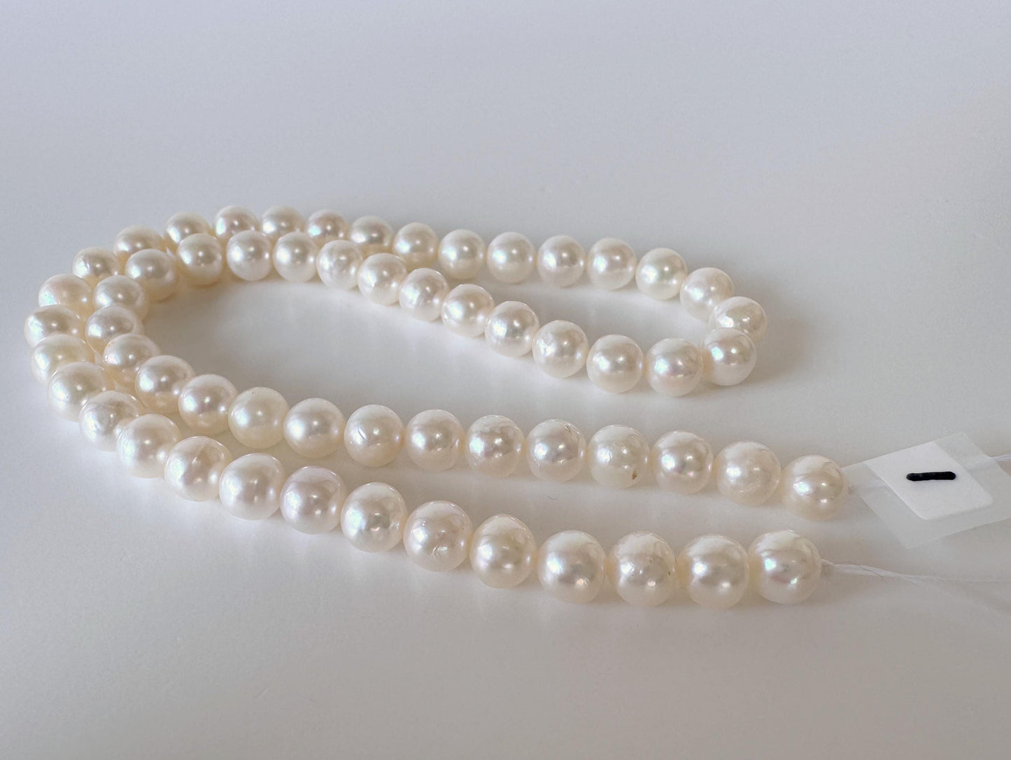 Akoya Pearl Strand - Cultured Saltwater Beads - Japanese White Pearls, 6.8-7.4mm, Full 40cm Length