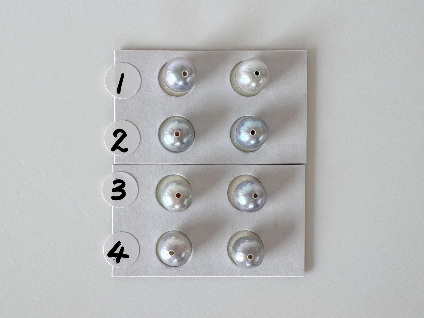 Akoya Pearls Loose Natural Blue/Silver Half-Drilled: 7-7.5mm, Japanese Cultured Saltwater Beads, Pair Pricing | Jewelry Supplies