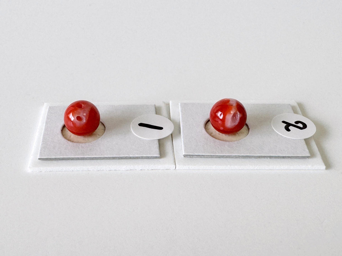 Japanese Red Coral Round Loose, Aka Coral Round Loose 6.5mm with Half-Drilled Hole, for Jewelry Making, Price per Piece