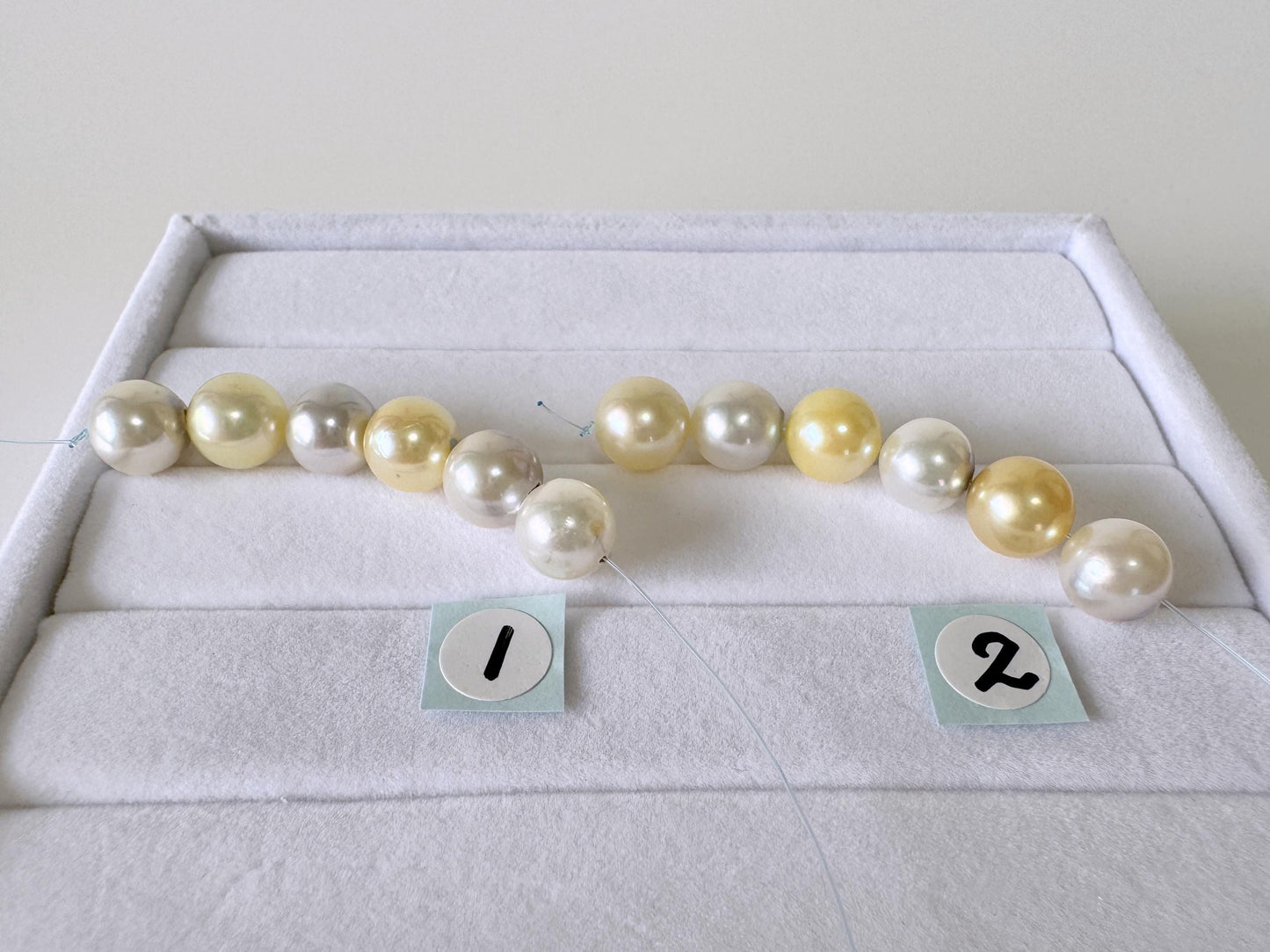 Japanese Akoya Pearl Beads: Natural Blue Silver Yellow - Cultured Saltwater Pearls, 7.5-8mm, Mini Strand Craft Supplies, 6 Pcs Strand