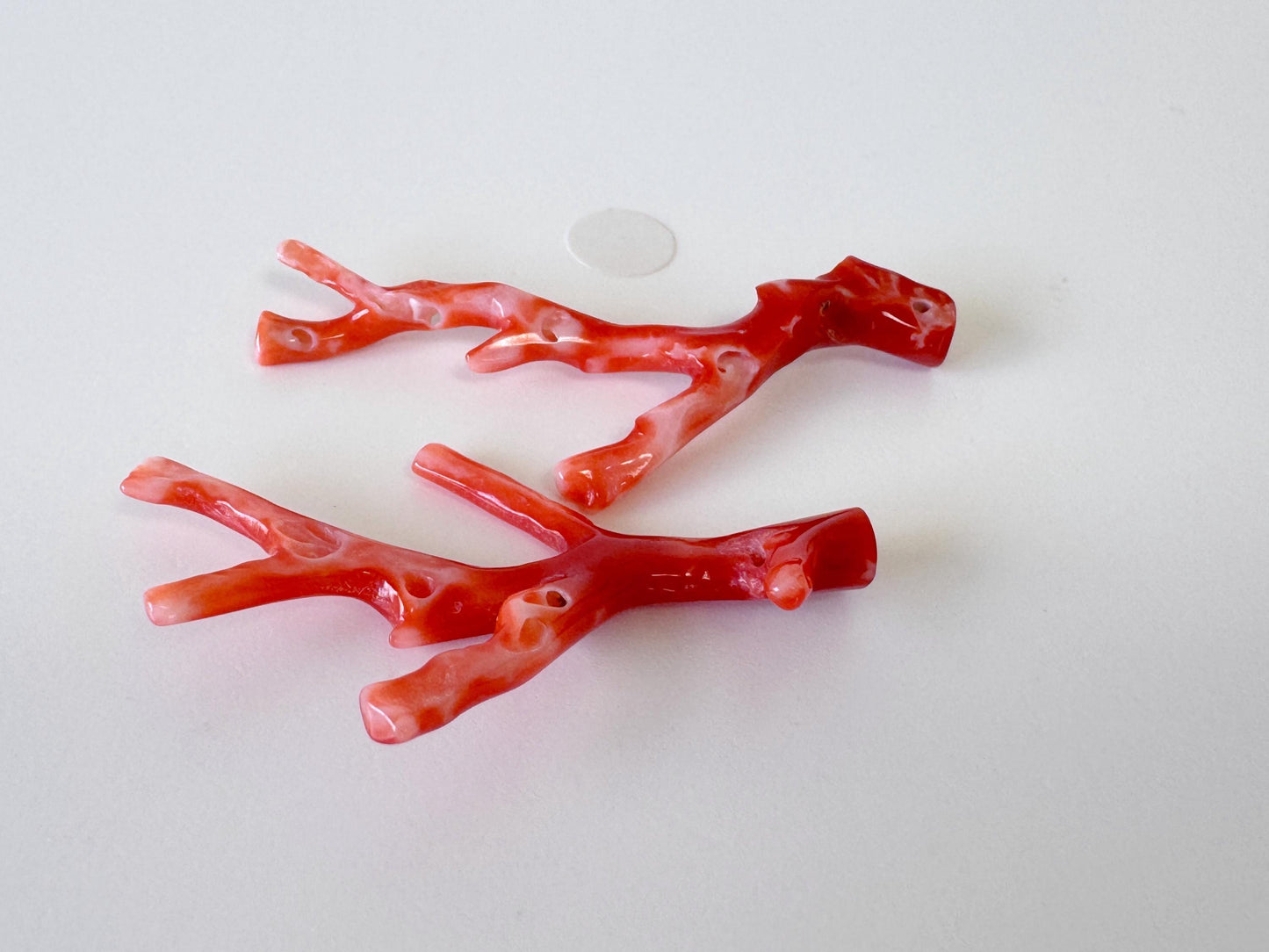 Red Coral Branch Set: Natural Aka Coral for Jewelry Making (41-45mm), Hole on Top