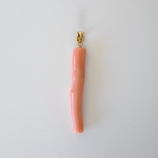 Natural Deep Sea Coral Branch Pendant, 45mm, Natural Pink/Orange color coral branch pendant, Silver (Gold-Plated) bail