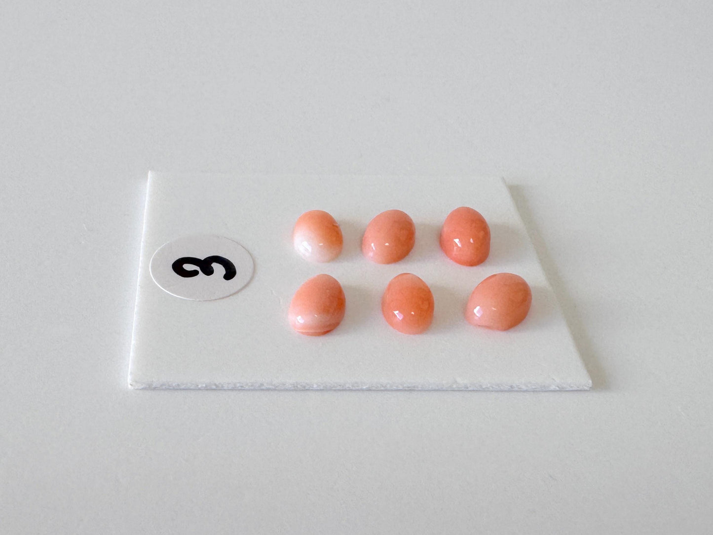 Deep Sea Coral Cabochons: Natural Pink Orange Oval - 6x4mm Gemstones, Set of 6, Jewelry Making Supplies