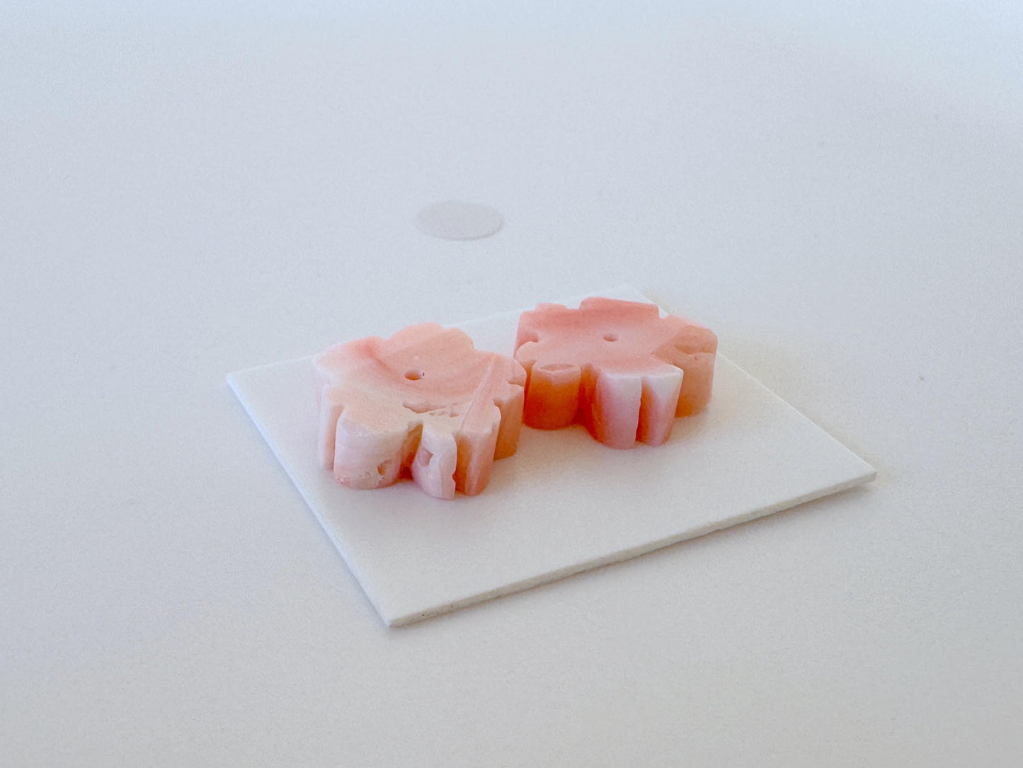 Deep Sea Coral Carving - Natural Pink Orange Sakura Cherry Blossom 14mm Pair for Earrings