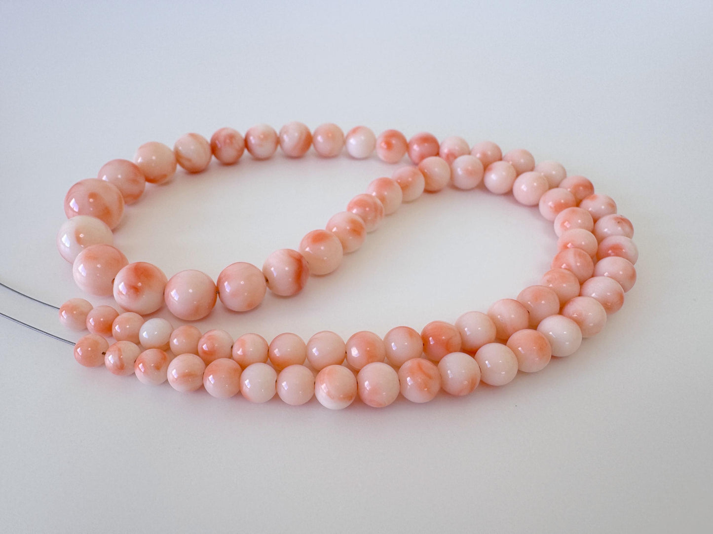 Natural Coral Beads – Deep Sea Coral Pink Orange Round Bead Strand 4.7-10.3mm Gradation for Jewelry Making, 45cm