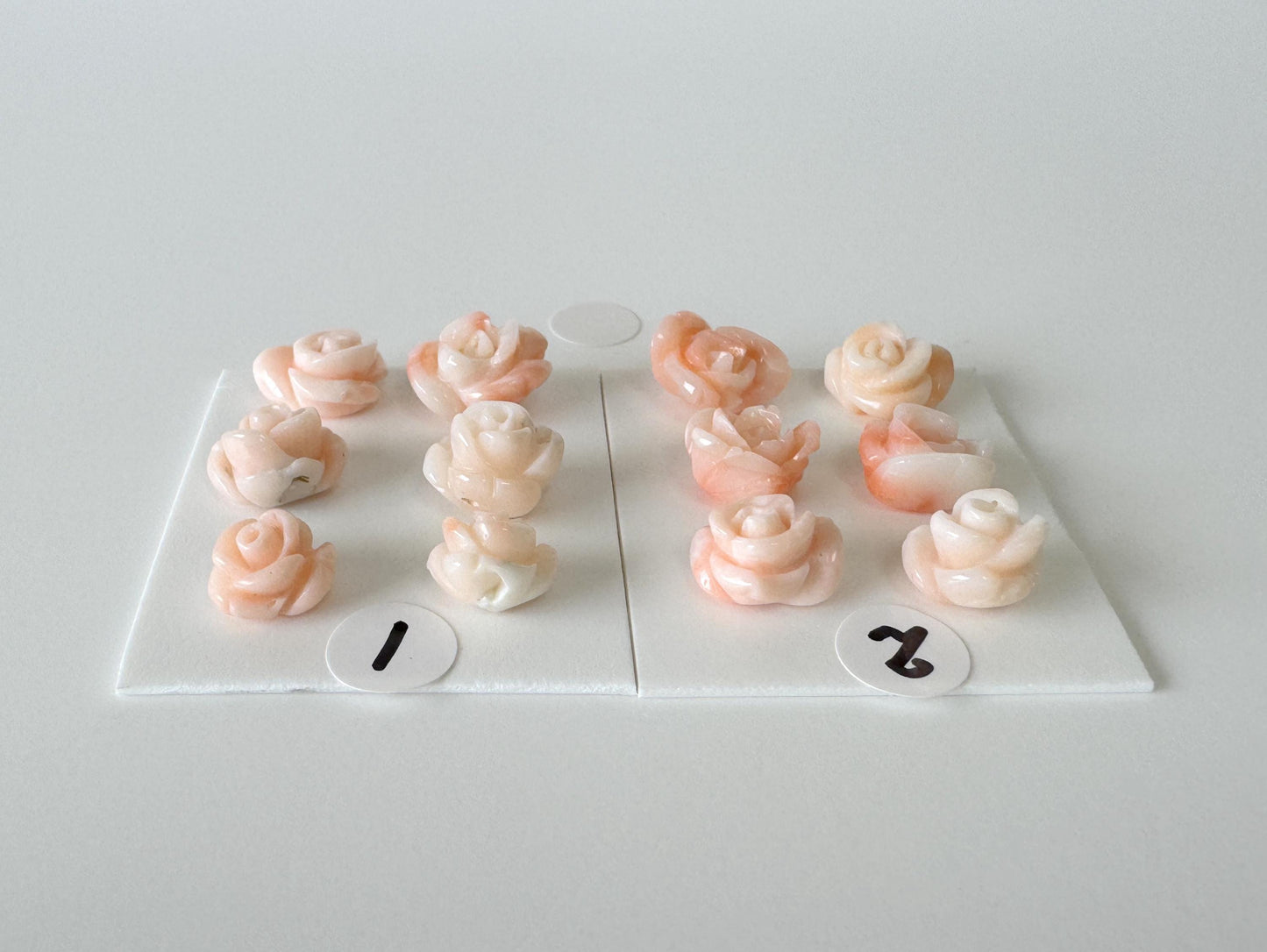 Mix set of 6 pcs of Natural Pink Deep Sea Coral Rose Carvings 7.5-10mm, Natural color, Value priced for reason of defects / Irregular shapes