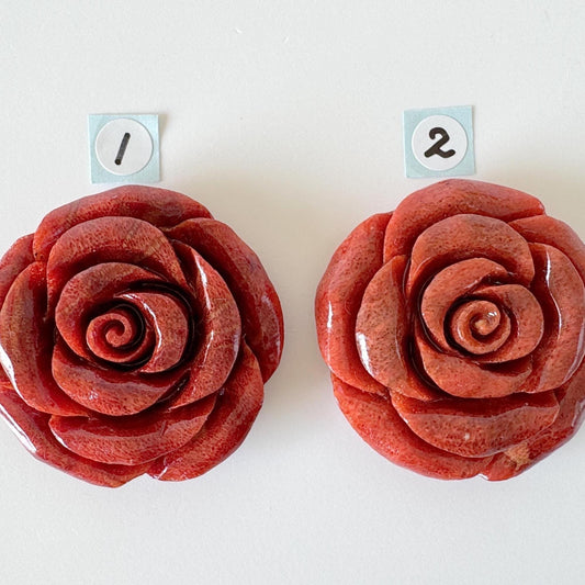 Natural sponge coral rose 40mm loose, Red/Dark Red color, for jewelry making, Price per piece