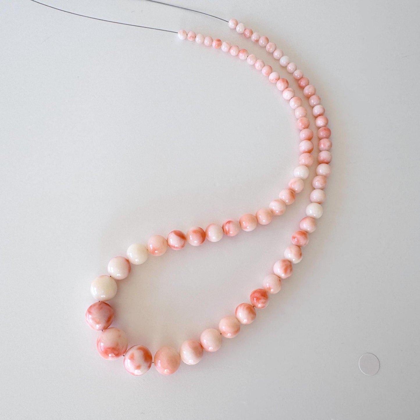 Natural Coral Strand Beads – Deep Sea Round Coral 4-11.4mm Pink White Orange, 41cm