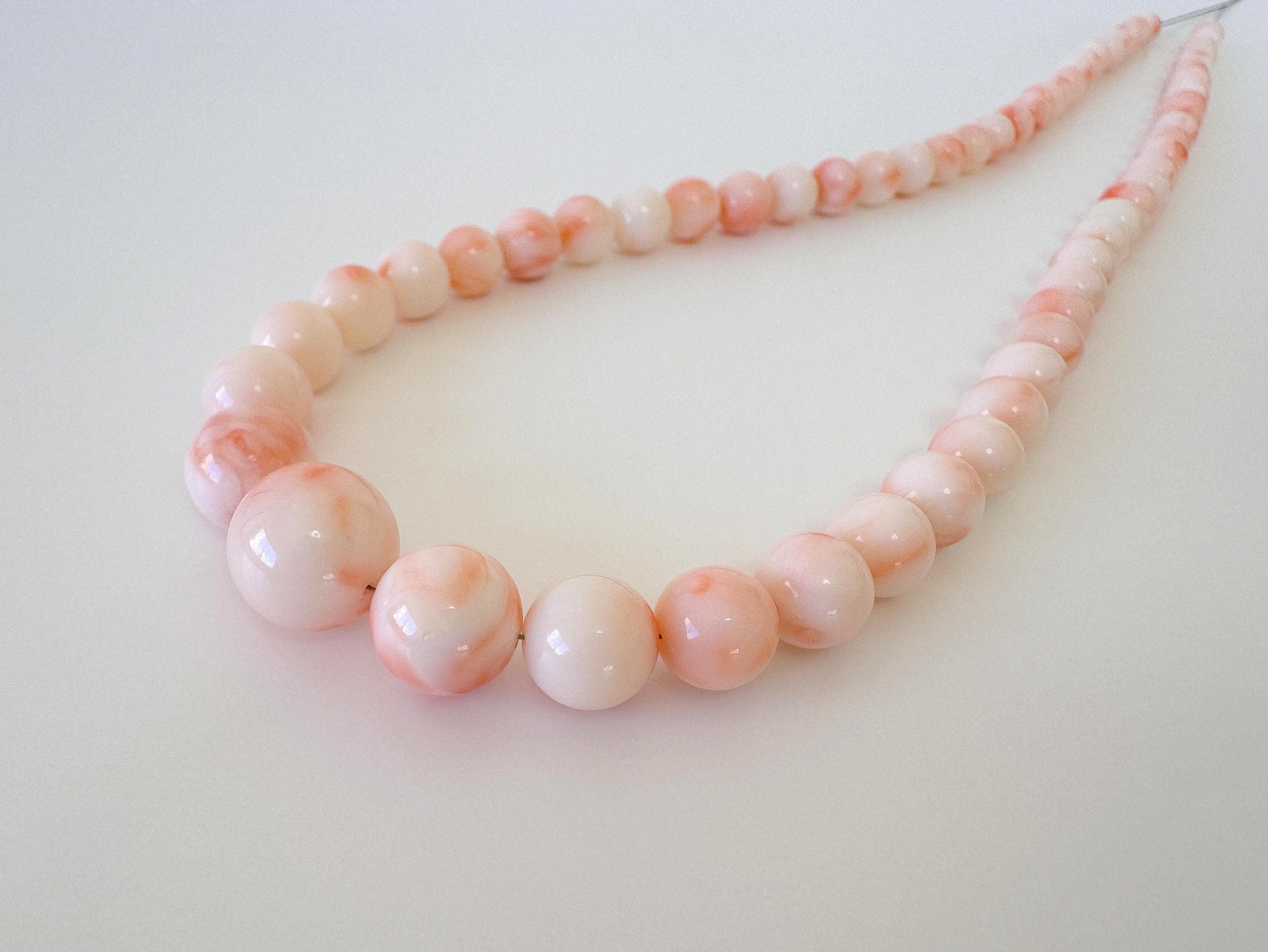 Natural Coral Strand Deep Sea Coral Round Gradation Beads – Pink White Orange 5-12.5mm 42cm