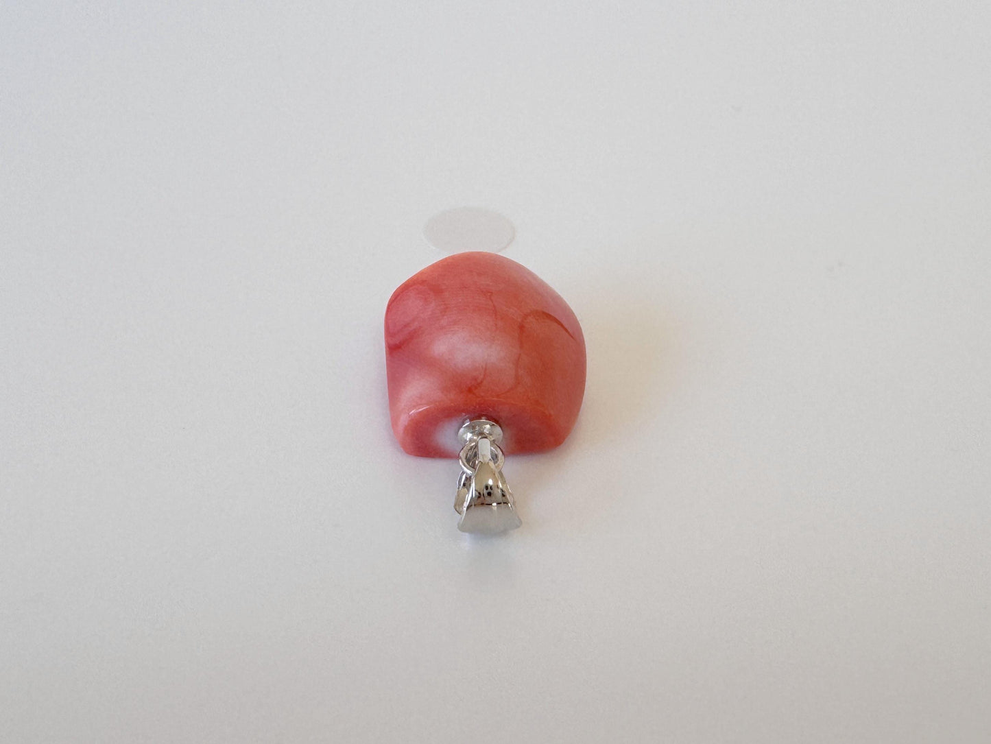 Natural Momo Coral Pendant: Japanese Orange Coral, Gold-Plated Silver Bail