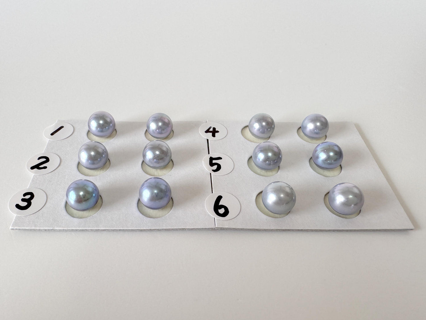 Japanese Blue/Silver (Treated) Akoya Pearl 7-7.5mm, Half-Drilled loose, Price per pair, Salt water pearl