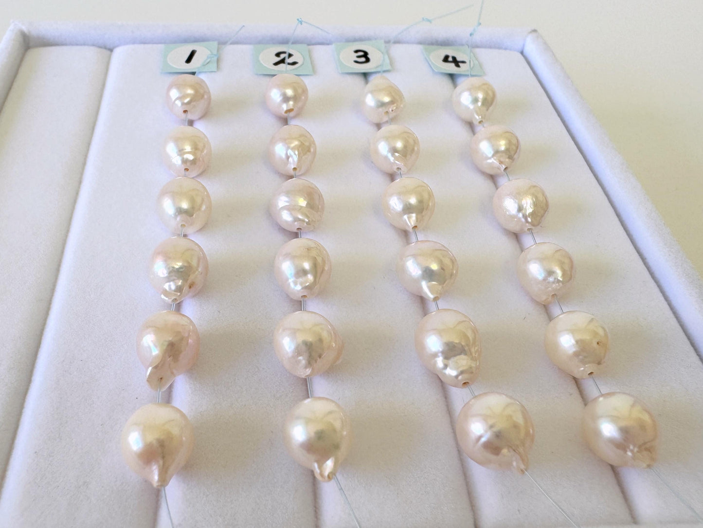 Japanese Akoya Pearl Beads: Baroque Cultured Saltwater Pearls, 7-7.5mm Mini Strand of 6 Pieces (White Pink Overtone, Craft Supplies)