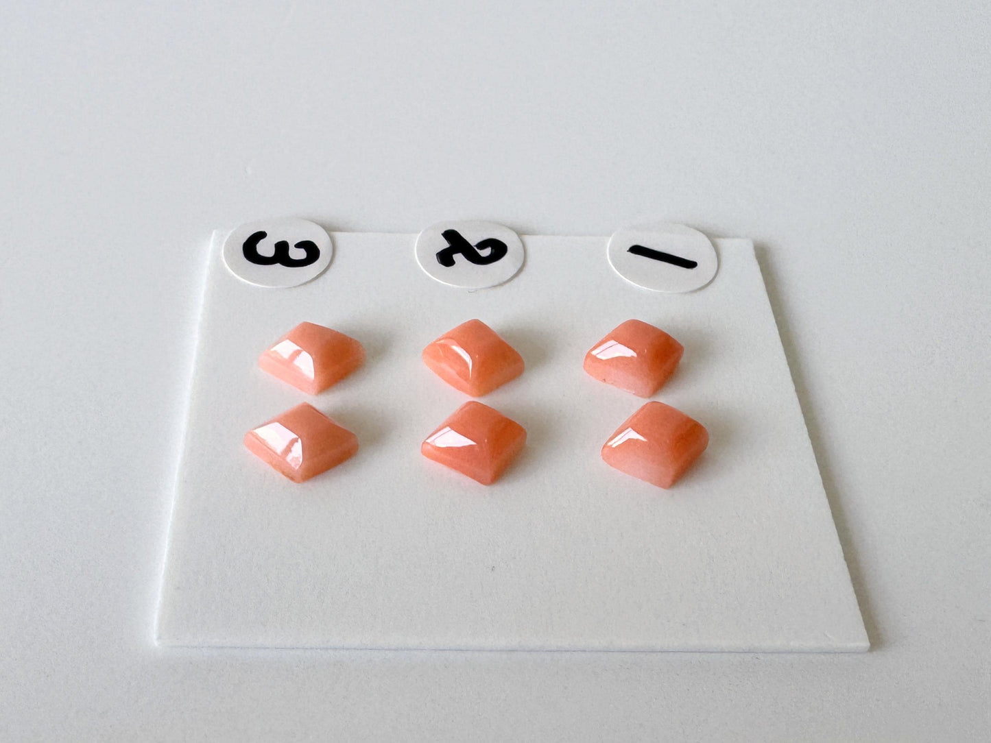 Deep Sea Coral Rhombus Cabochon | Pink-Orange Tone | Back Hole | 6.5-7X5.5-6mm Pair | Jewelry Supplies