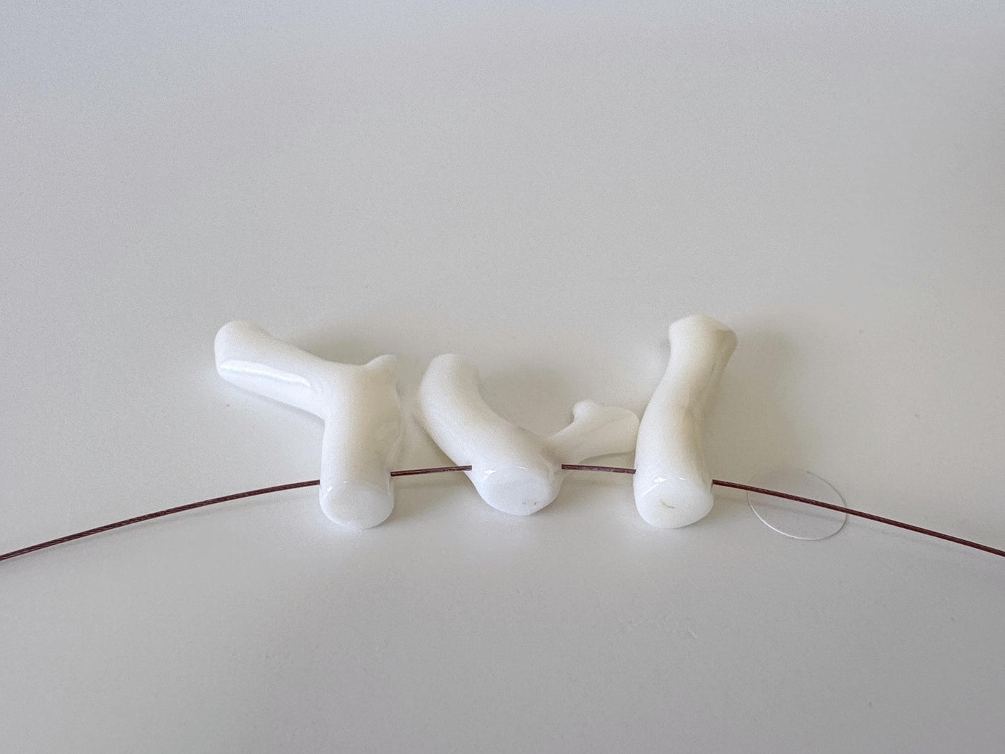 Natural White Coral Branch loose, A Set of 3 Pieces, Side Full Hole, Natural Color Precious Coral Branch, Genuine Coral for jewelry making