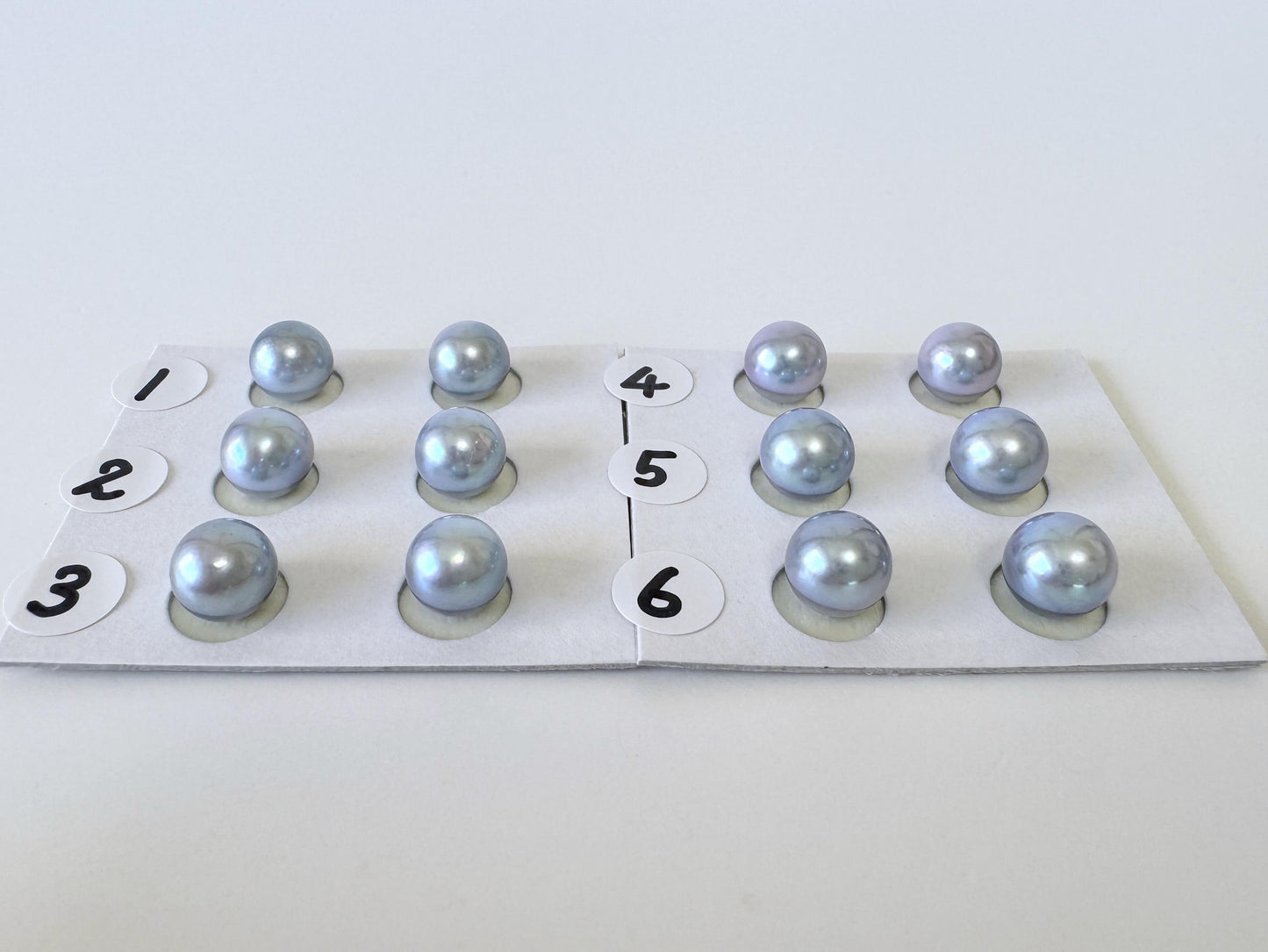 Japanese Blue/Silver (Treated) Akoya Pearl 7-7.5mm, Half-Drilled loose, Price per pair, Salt water pearl