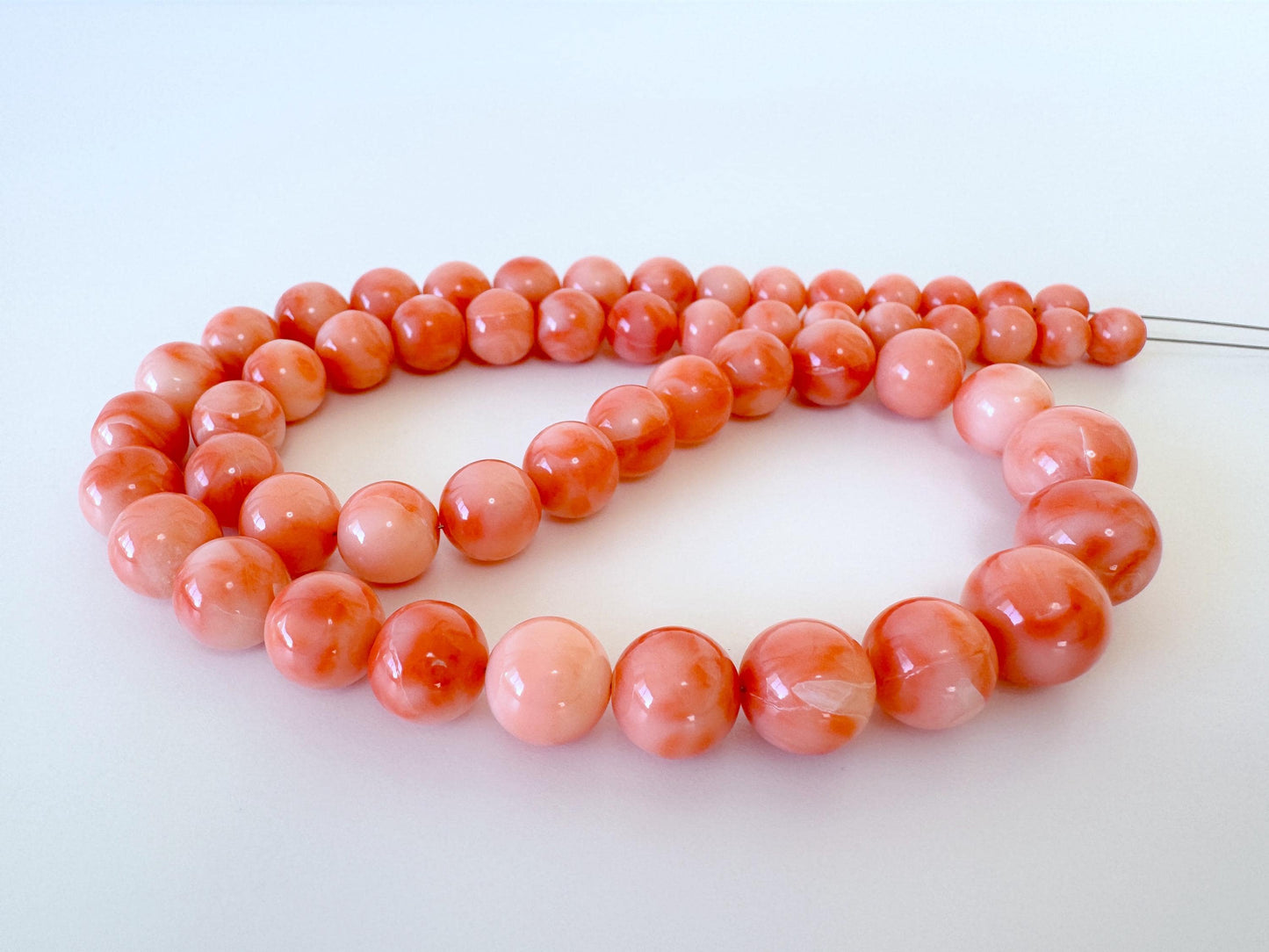 Natural Coral Strand: Deep Sea Coral Orange Pink Round Beads - Genuine Gemstone, 6.7-11.2mm, 45cm Jewelry Supply