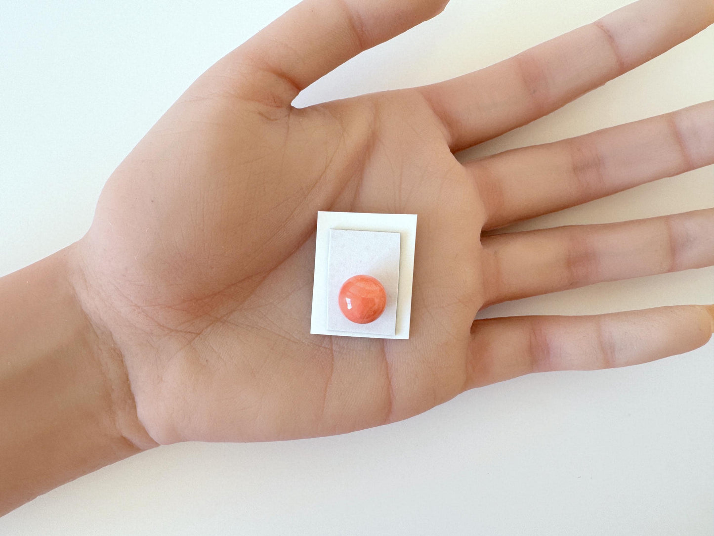 Natural Momo Coral Bead | 10.5mm Orange Round Coral Gemstone Half Drilled Hole Jewelry Crafting