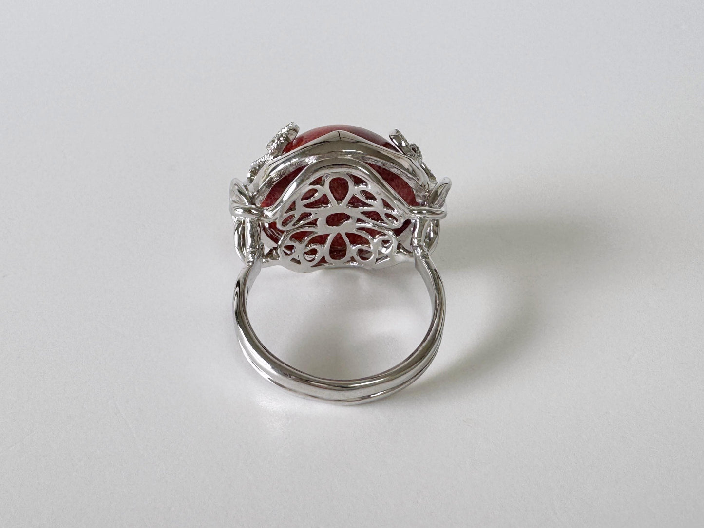 Sponge Coral Ring Half Circle Design: Ocean Inspired Natural Patterned Jewelry (Sterling Silver, Size Jp 15, US 7.5-8, UK O-P, IT 55)