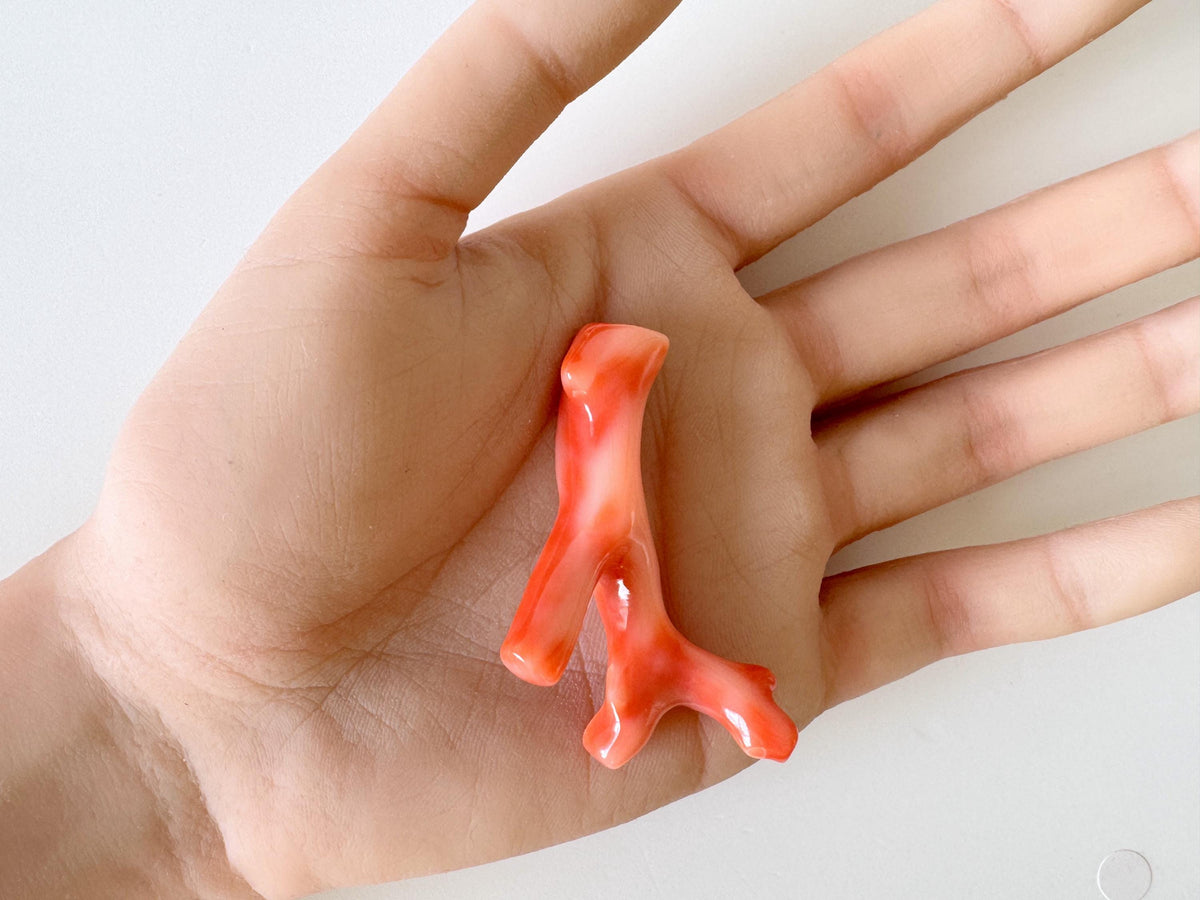 Natural Coral Branch, Pink Orange Deep Sea Coral | 52Mm Top Hole Jewelry Supply