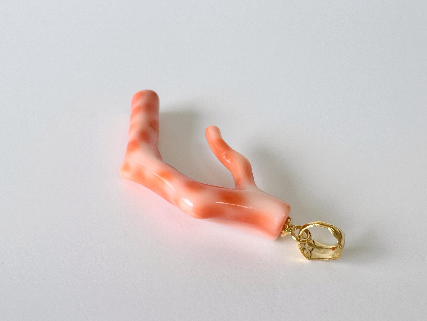 Coral Branch Pendant: Natural Deep Sea Coral, Gold-Plated Silver Bail | 40mm, Lightweight Jewelry, Unique Organic Design