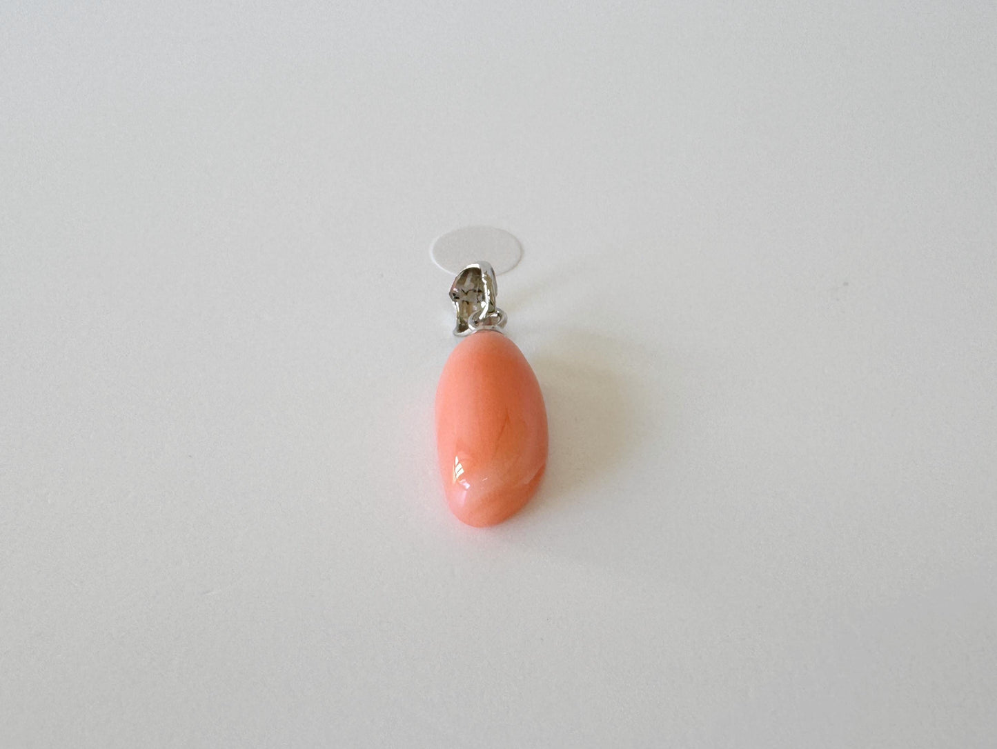 Natural Deep Sea Coral Unique Shaped Pendant, 16.4x8.1mm, Natural Pink/Orange color coral, Silver (Rhodium-Plated) bail