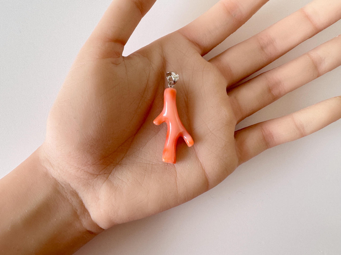 Natural Deep Sea Coral Branch Pendant: Rhodium-Plated Silver Bail, 35mm