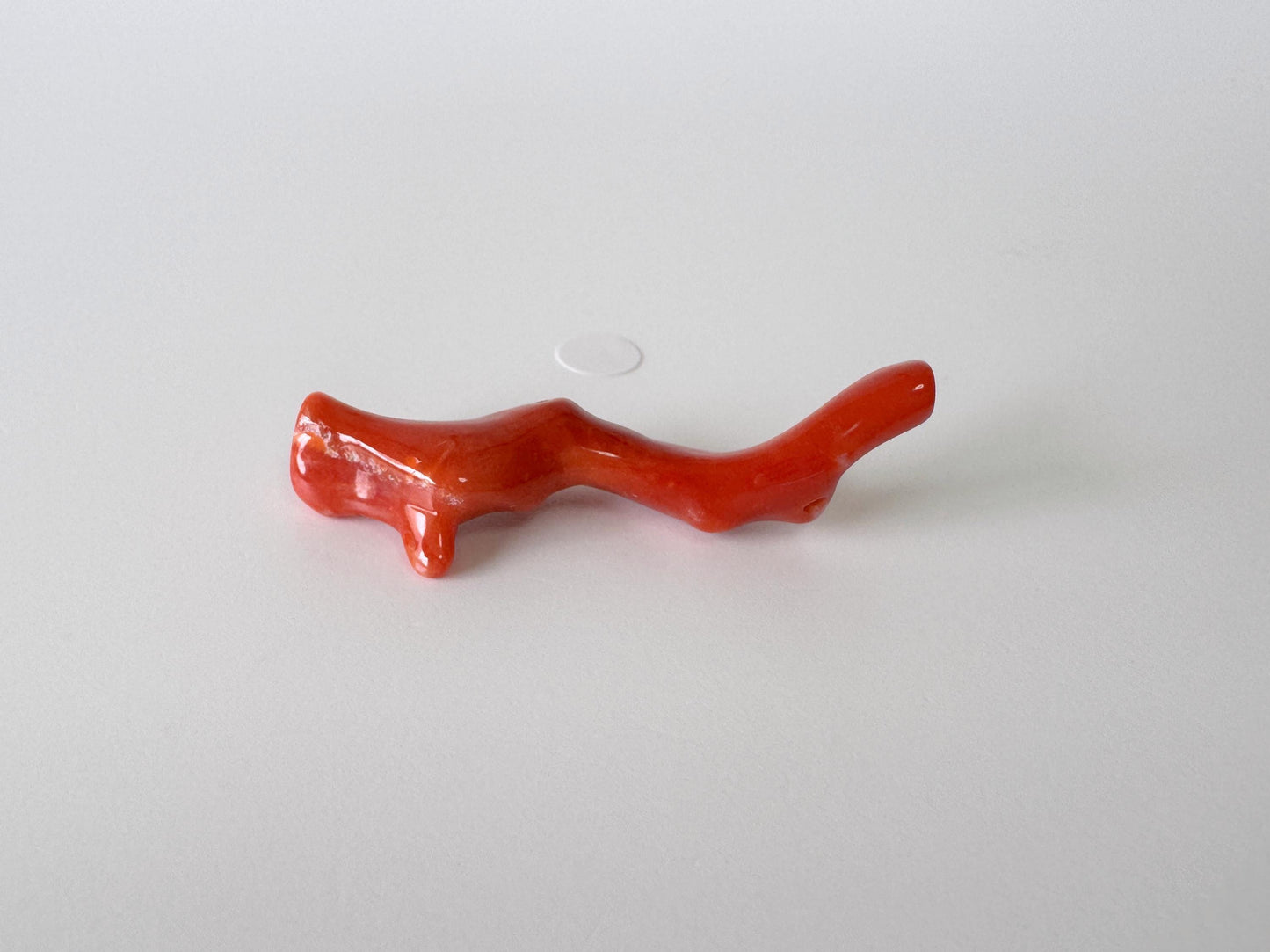 Japanese red(Aka) coral branch, 45mm, Hole on top, Natural red color coral for jewelry making