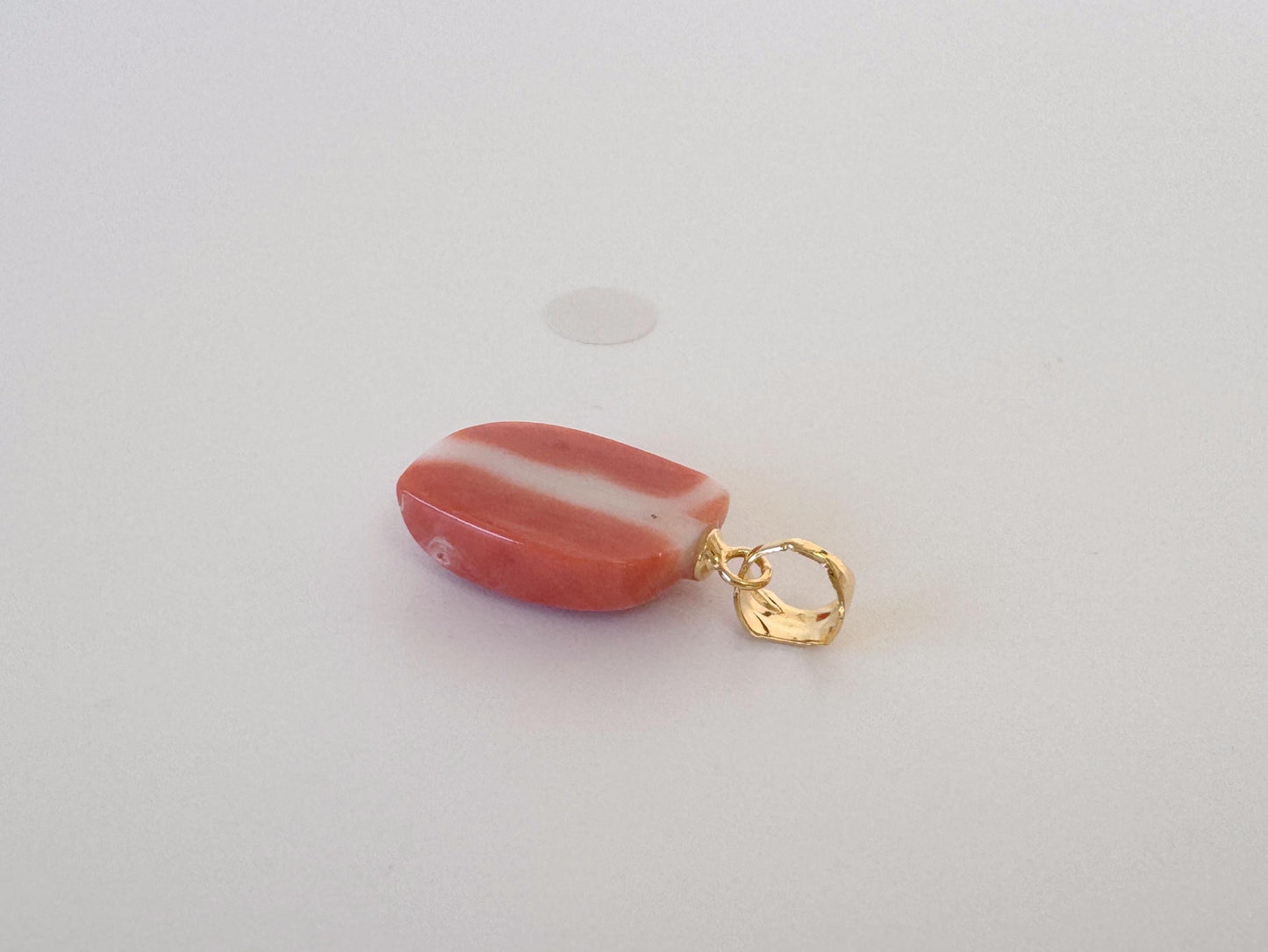 Natural Momo Coral Pendant: Japanese Orange Coral, Gold-Plated Silver Bail