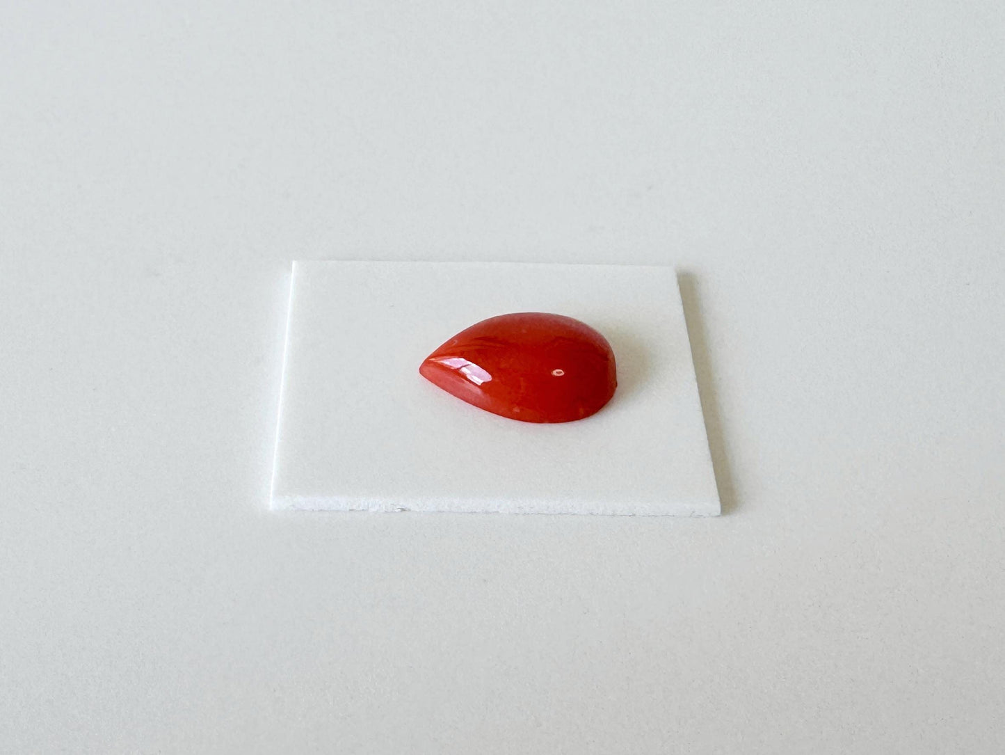 Japanese Red Coral Cabochon | Pear Shape Gemstone | Natural Loose Aka Coral, 11.8X8.3Mm, Drilled Back