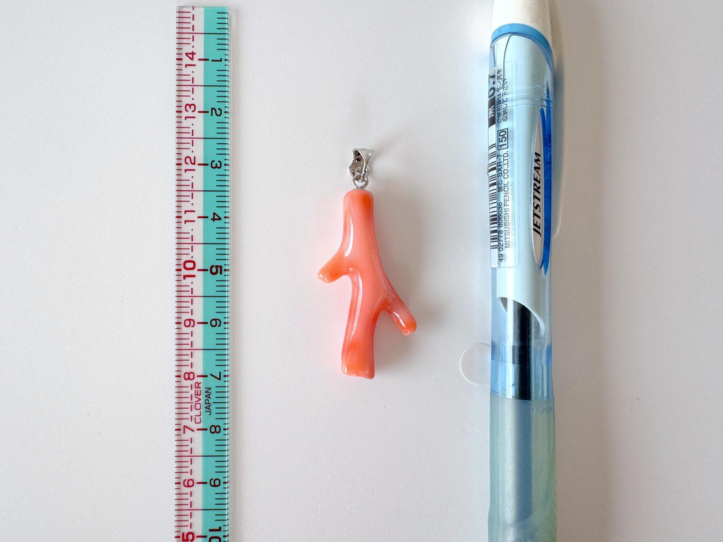 Natural Deep Sea Coral Branch Pendant: Rhodium-Plated Silver Bail, 35mm