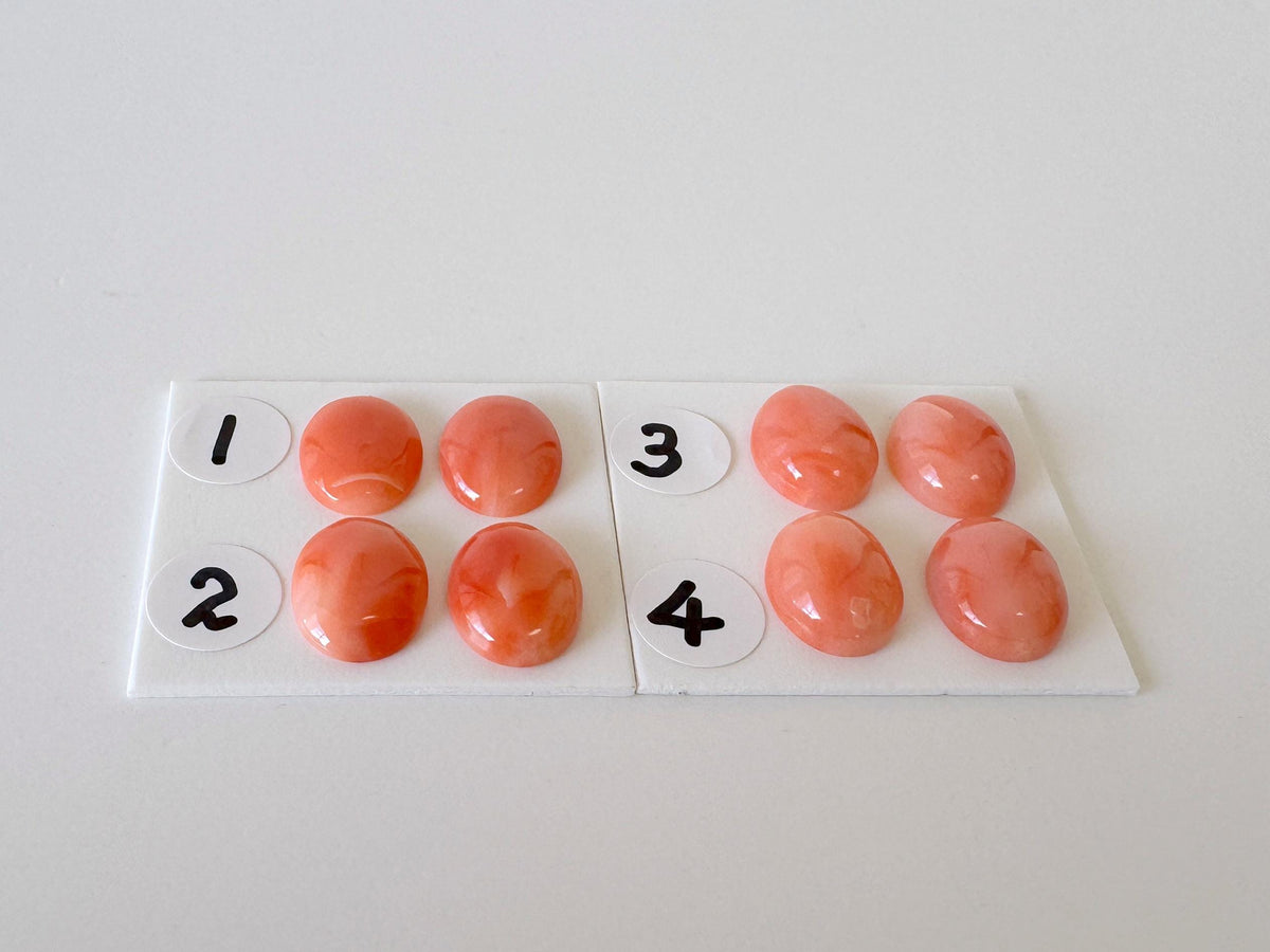 Deep Sea Coral Cabochons: Natural Orange/Pink Oval Gemstones, 10x8mm (2 pcs), Value Priced for Reason of Natural Defects