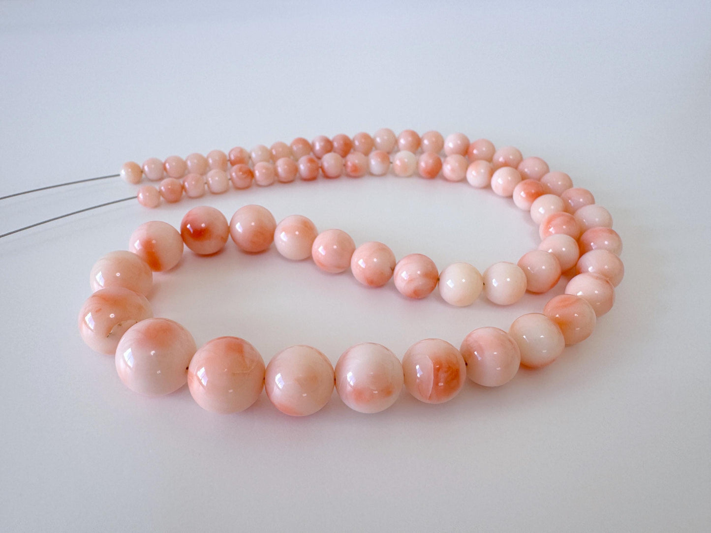Natural Coral Beads - Genuine Deep Sea Coral Strand | Pink Orange Round Beads 4.7-10.5mm 15.9in