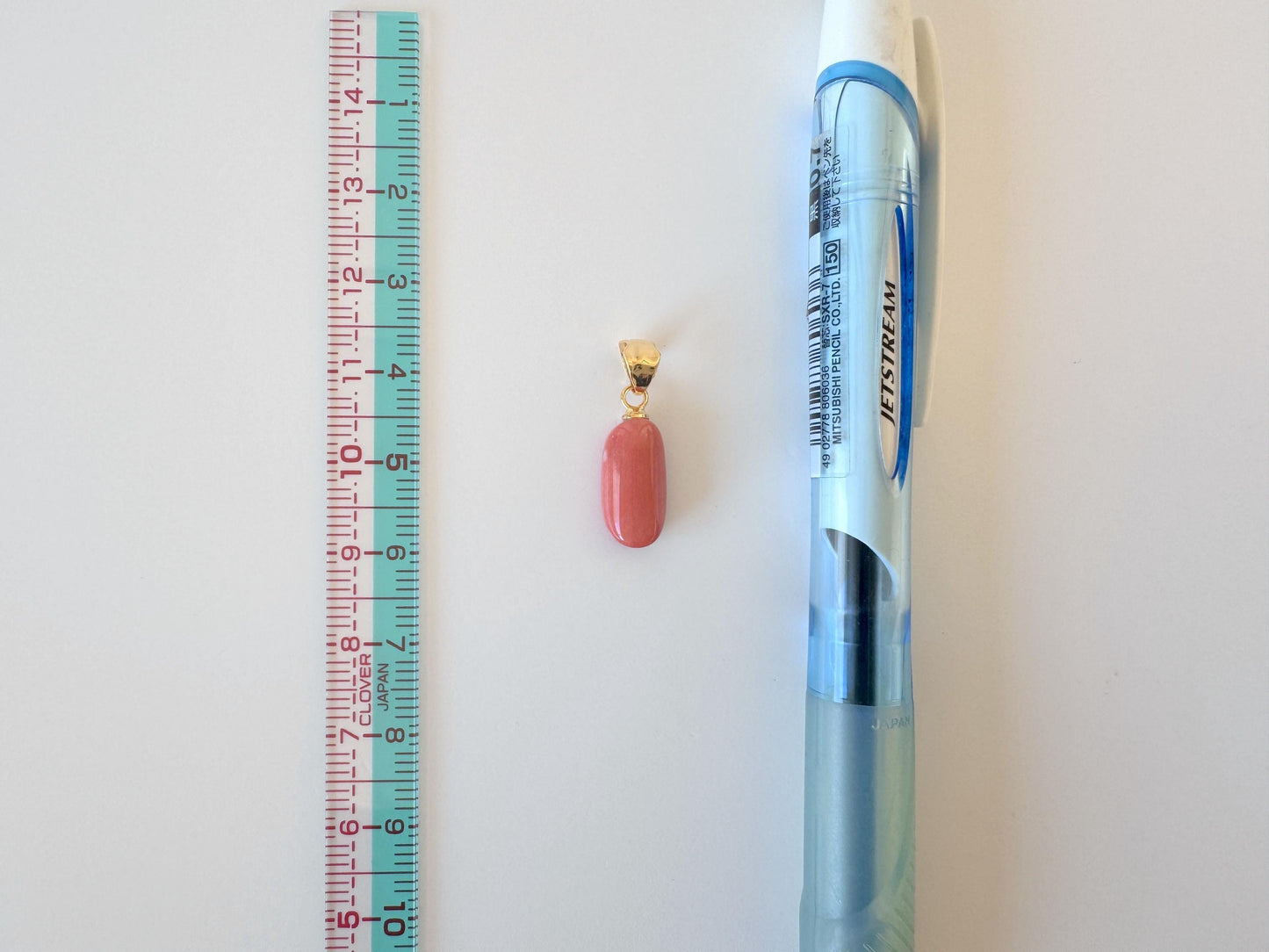 Natural Momo Coral Oval Pendant: Japanese Orange Coral, Gold-Plated Silver Bail