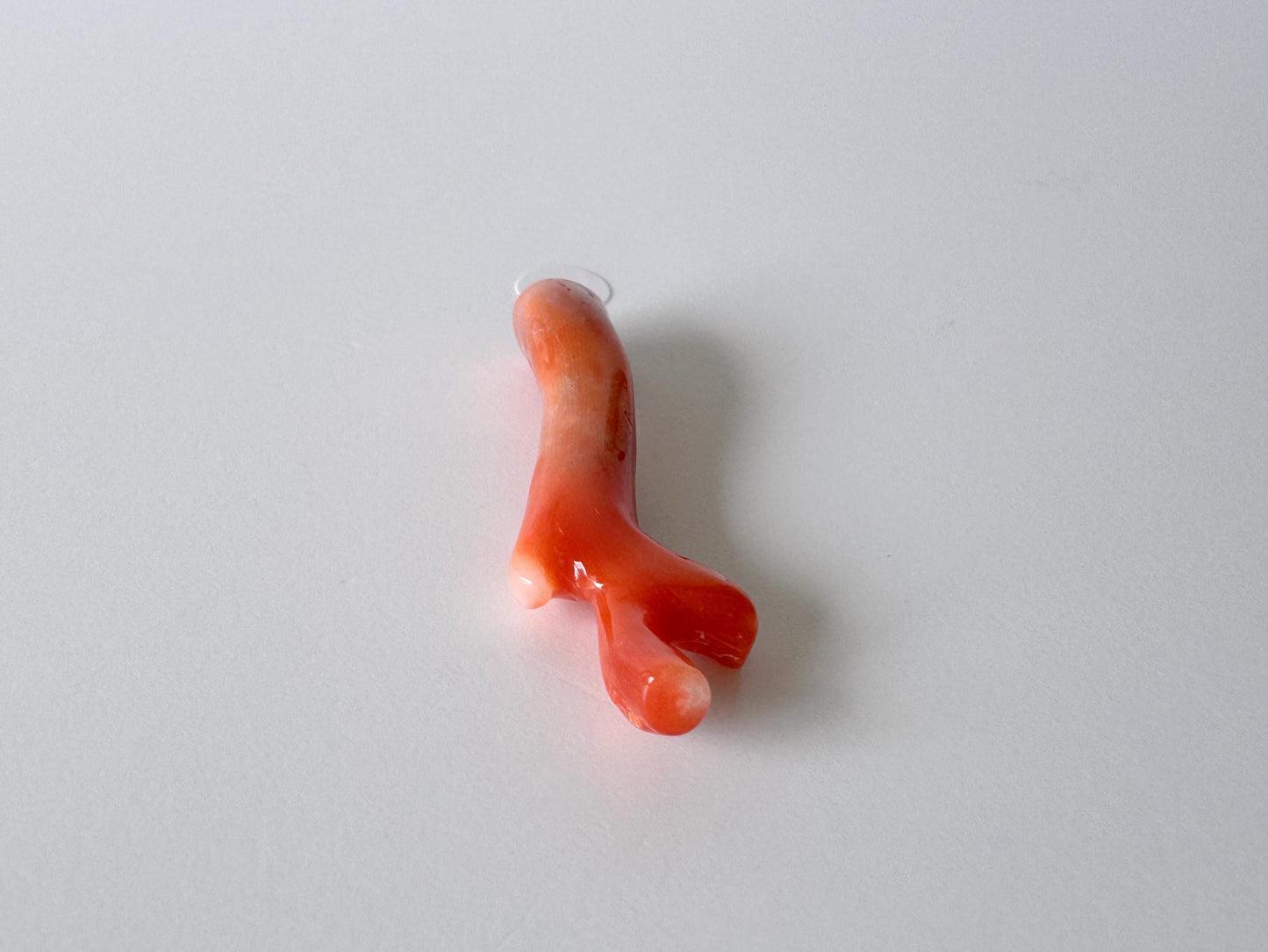 Japanese red(Aka) coral branch, 42mm, Hole on top, Natural vermilion color coral for jewelry making