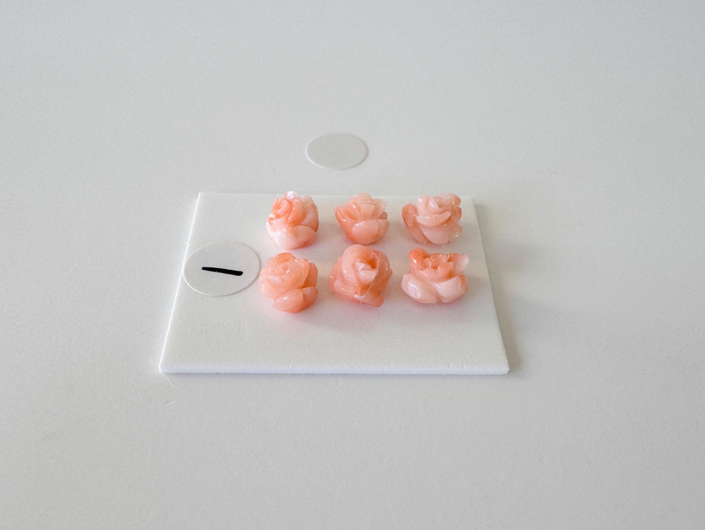 Small Pink Coral Rose Carvings Set: Deep Sea Jewelry Making (6pcs, 6-7mm)