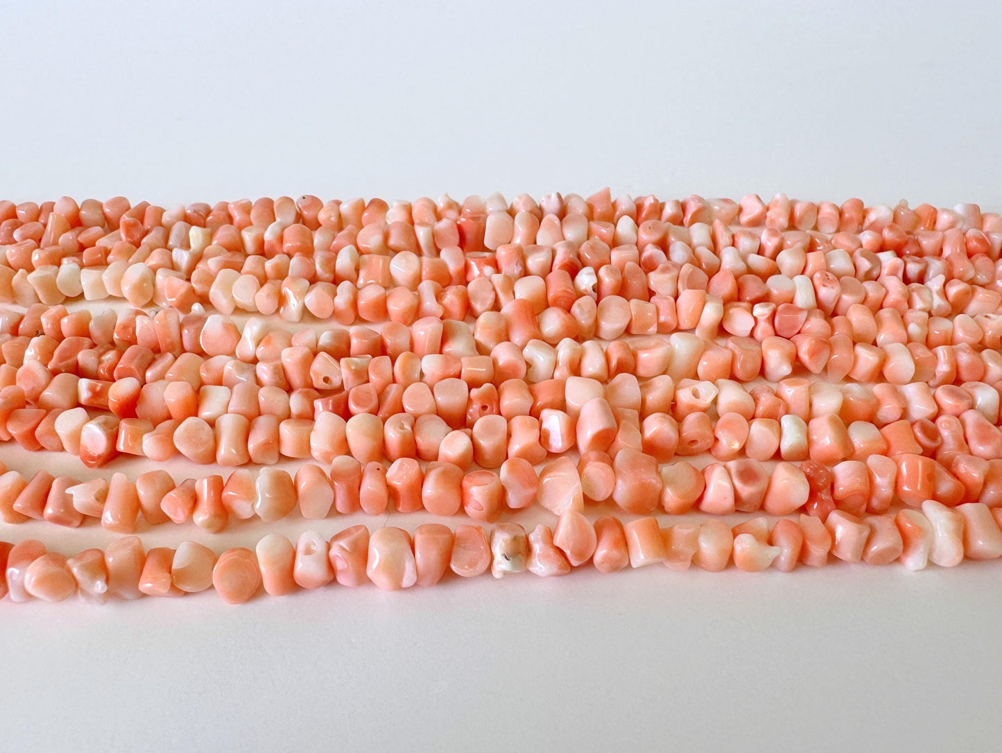 Natural Coral Strand - Pink/Orange Deep Sea Branch - Genuine Coral Beads, 15.7 Inch Length, Jewelry Making Supplies