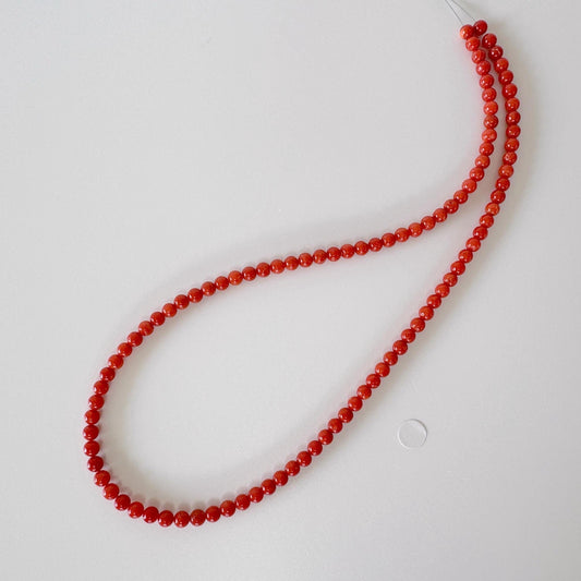 Natural Mediterranean red coral 4-4.4mm ,41cm, 16in, Natural color coral strand, For jewelry making