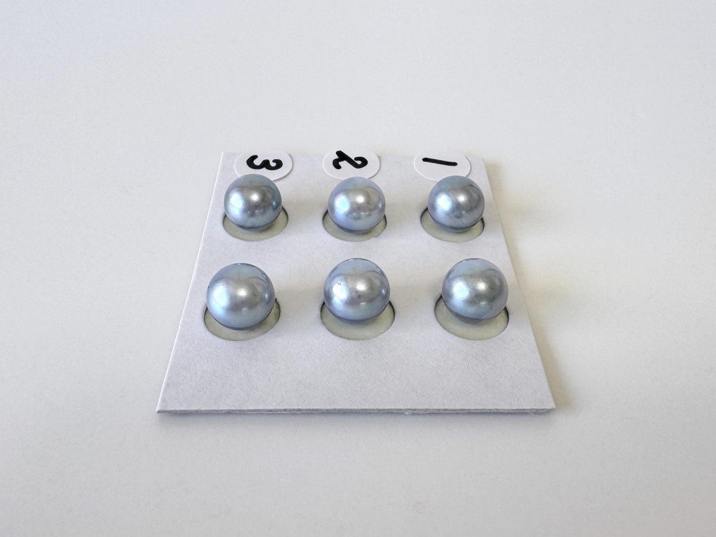 Japanese Blue/Silver (Treated) Akoya Pearl 7-7.5mm, Half-Drilled loose, Price per pair, Salt water pearl