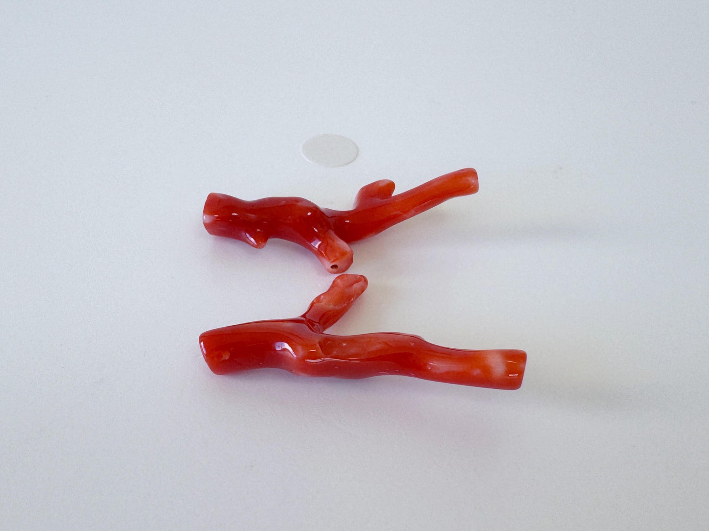 Red Coral Branch Set: Natural Aka Coral for Jewelry Making (31-32mm), Hole on Top