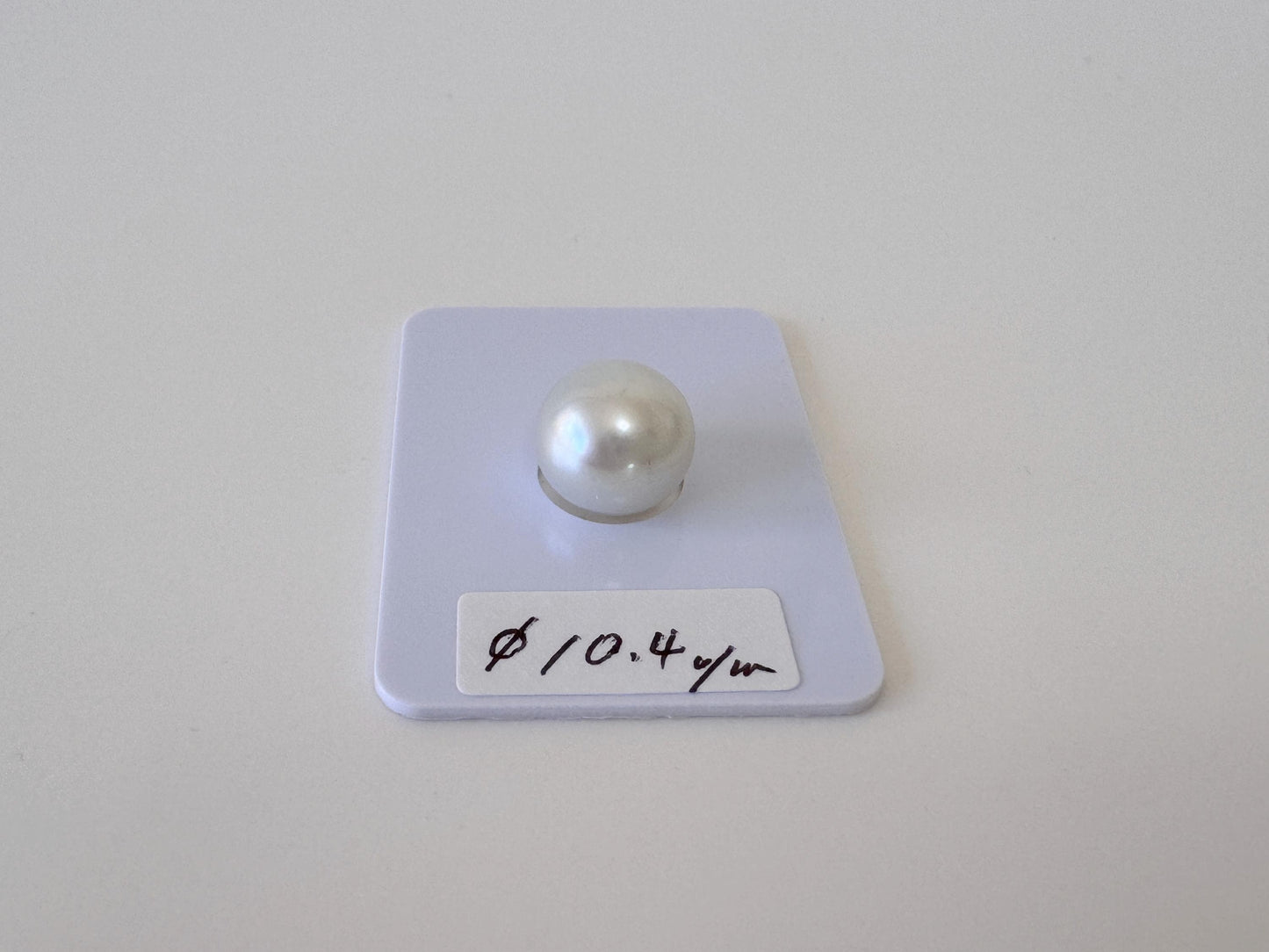 South Sea Pearl Loose: White Silver Semi-Round - 10.4 x 10.2mm, Half-Drilled, Salt Water Cultured Bead