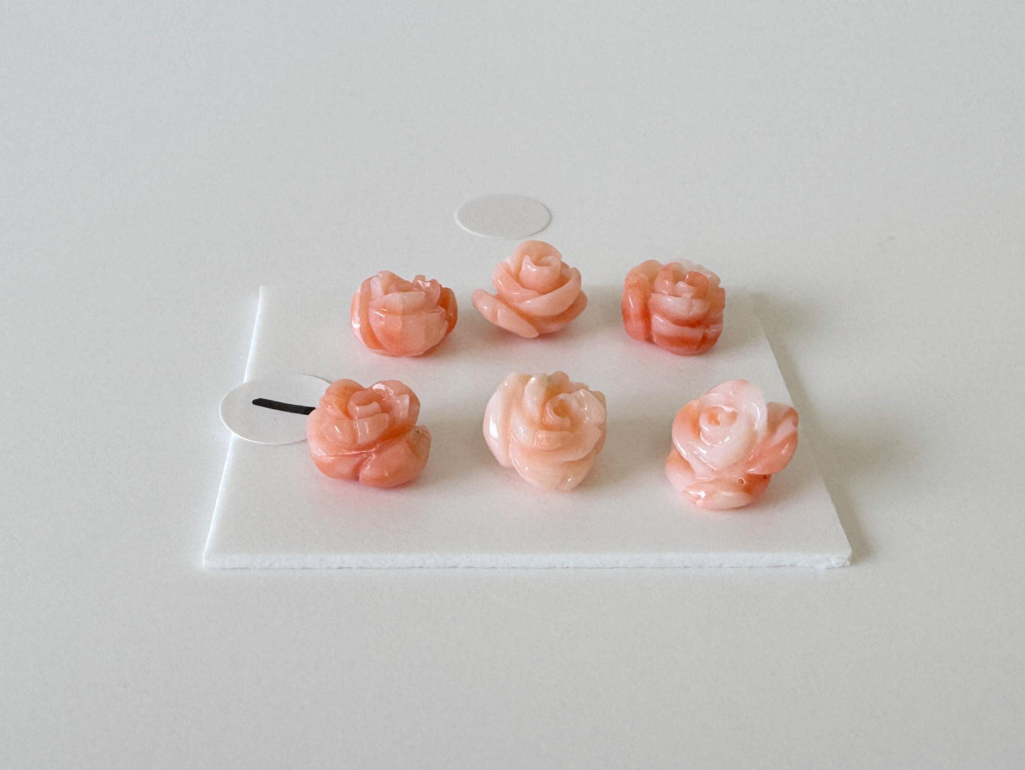 Mix set of 6 pcs of Natural Pink Deep Sea Coral Rose Carvings 7-9mm, Natural color, Value priced for reason of defects, For Jewelry Making