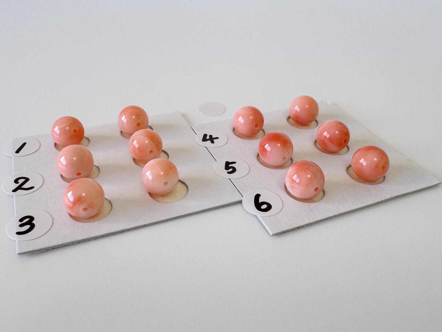 7.5-8mm Full Hole Natural deep sea coral round loose, for earring sets or pendant, price per pair (natural color)