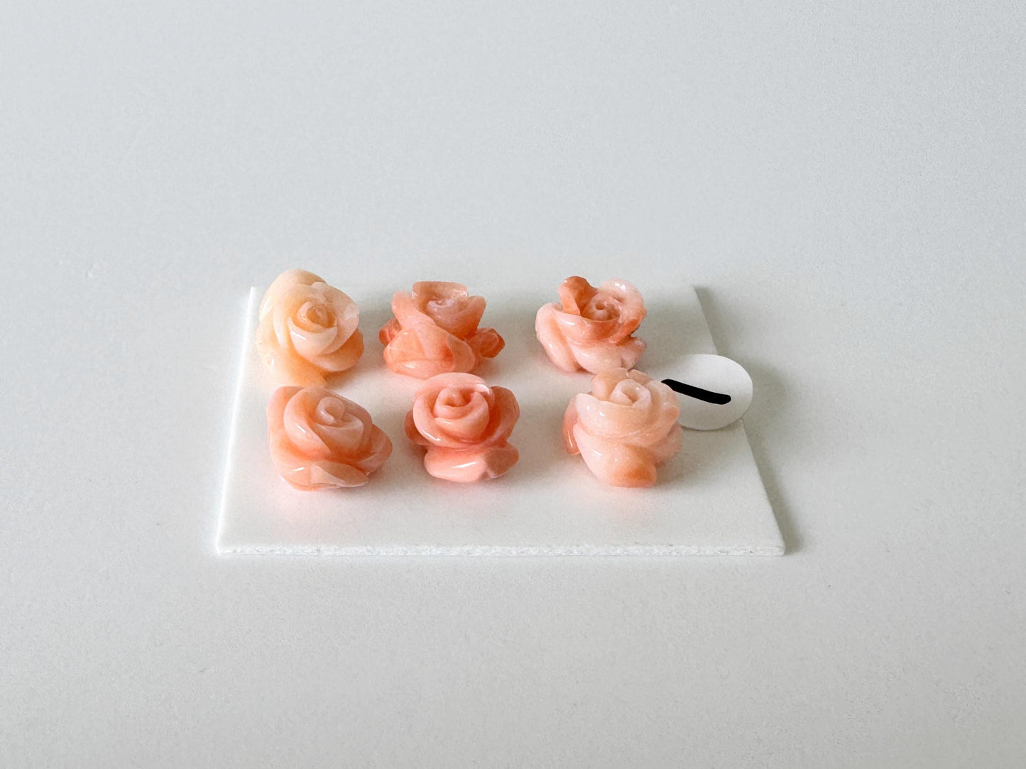 Pink Coral Rose Carvings Handmade Beads, Natural Deep Sea Coral (Value Priced Set, Drilled Holes, 6pcs 8.5-9.5mm)
