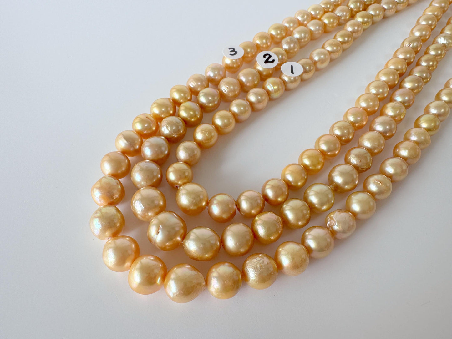 Japanese Akoya Golden Pearl Beads: Approx. 6-10mm Semi-Baroque, Color Treated | Full Strand 42cm, Saltwater Cultured Pearls
